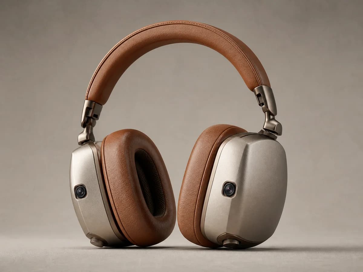 Atelier Vision screenless champagne titanium headphones with two cameras